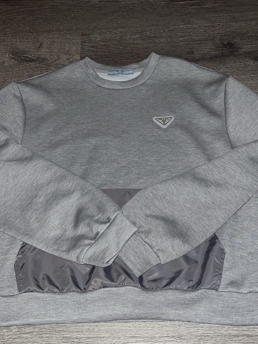 Prada Light Grey Logo Crewneck Sweatshirt